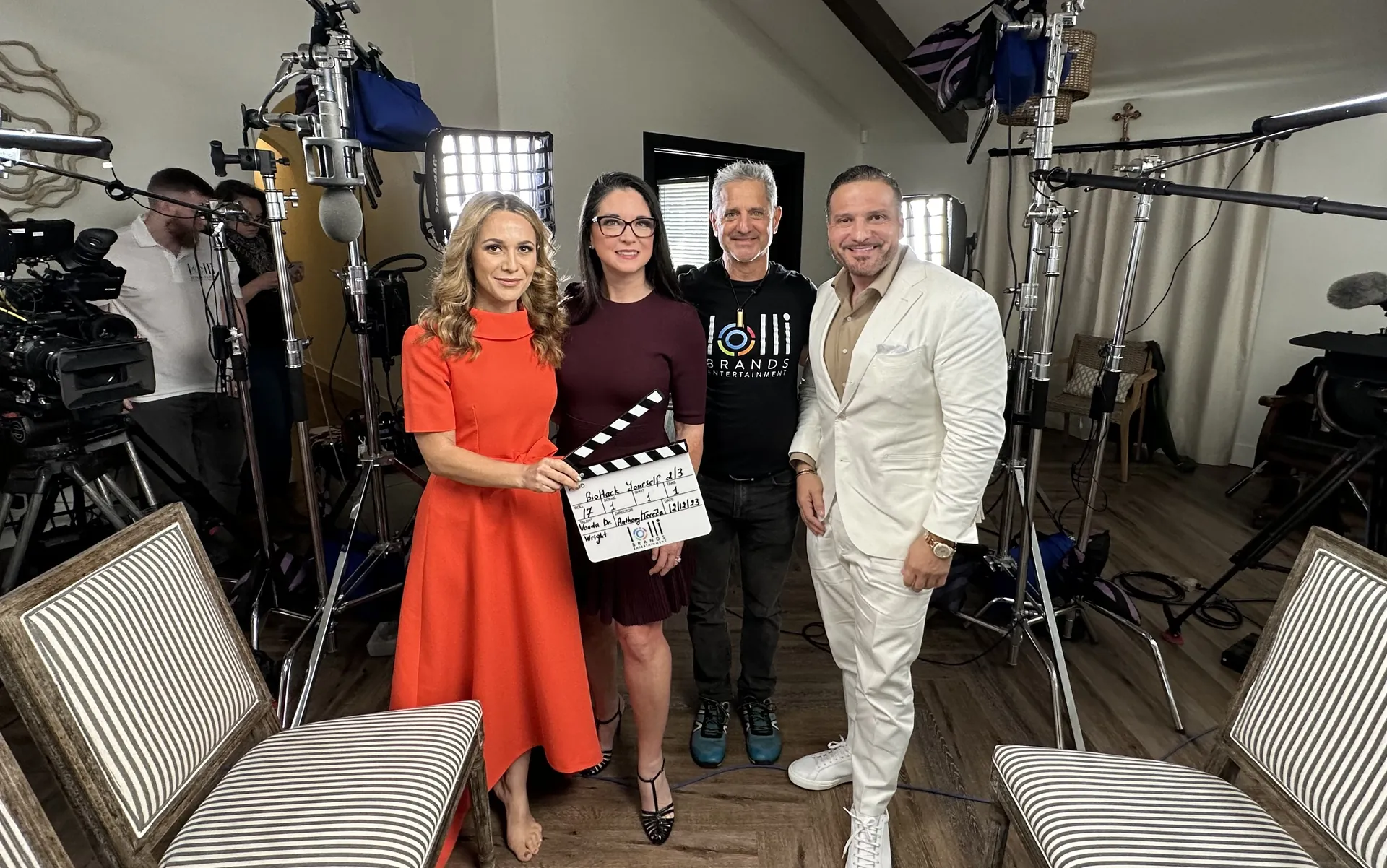 Dr. Vonda Wright on set with Anthony Lolli and TereZa Hakobyan-Lolli