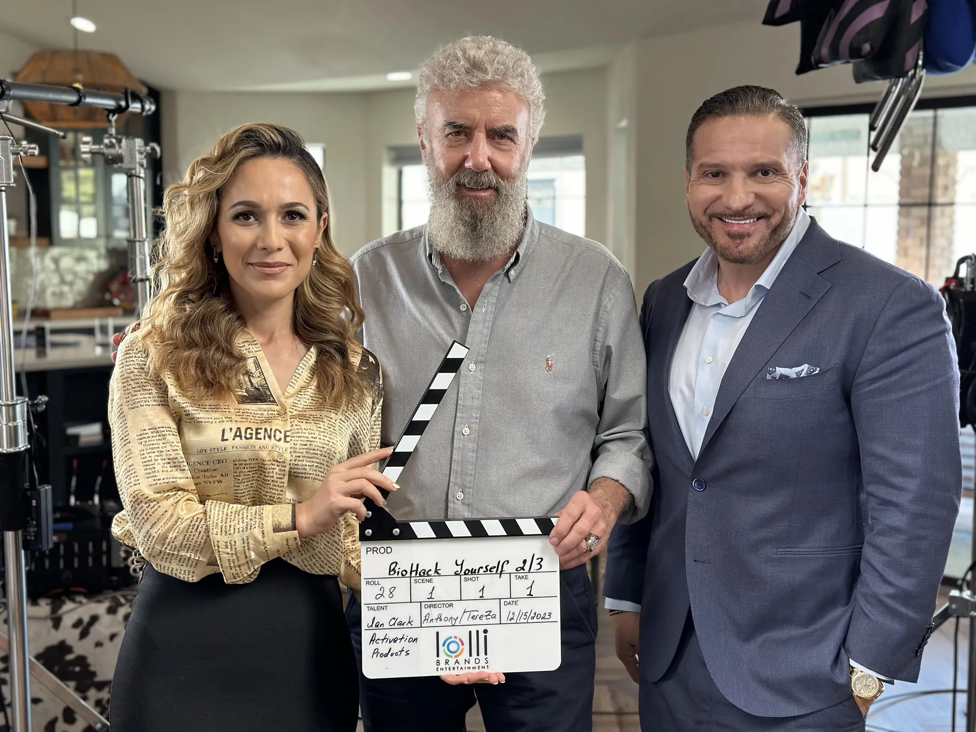 Ian Clark on set with Anthony Lolli and TereZa Hakobyan-Lolli