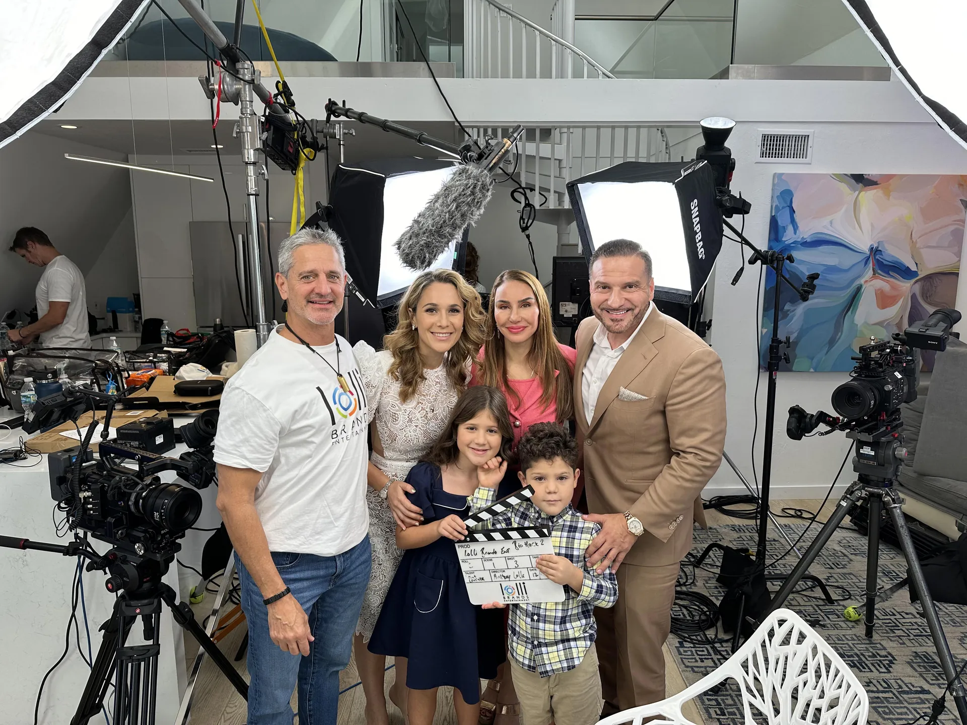 Leila Centner on set with Anthony Lolli and TereZa Hakobyan-Lolli