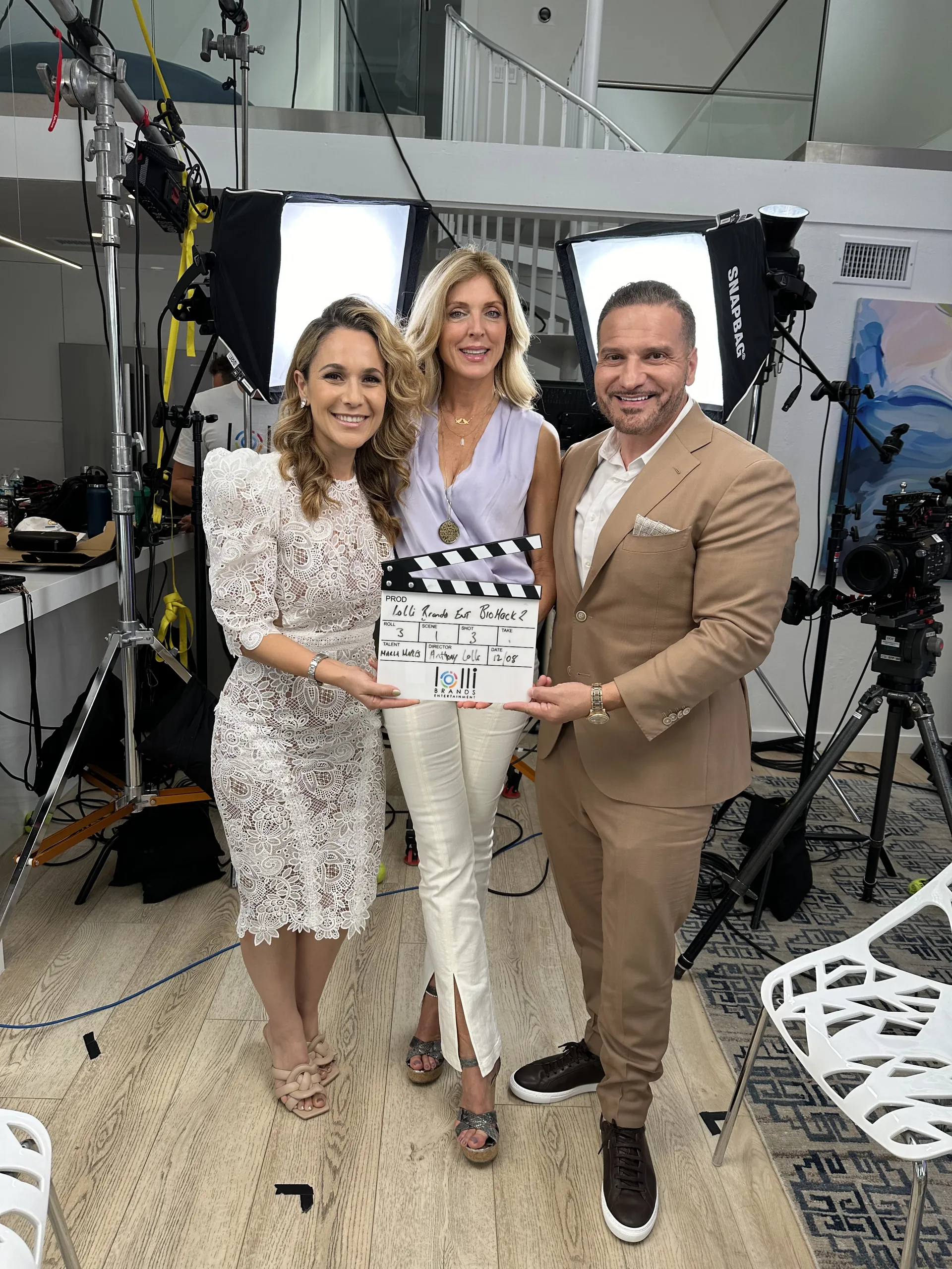 Marla Maples on set with Anthony Lolli and TereZa Hakobyan-Lolli