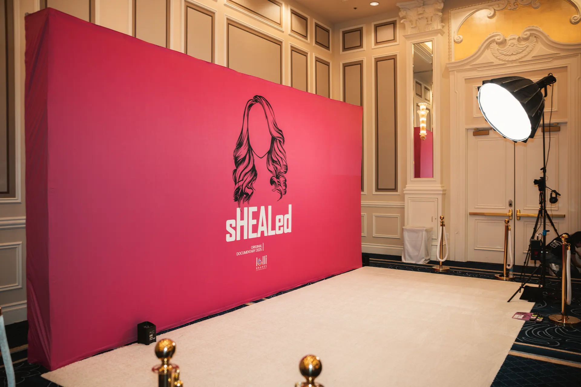 The step and repeat. sHEALed. Ready for arrivals