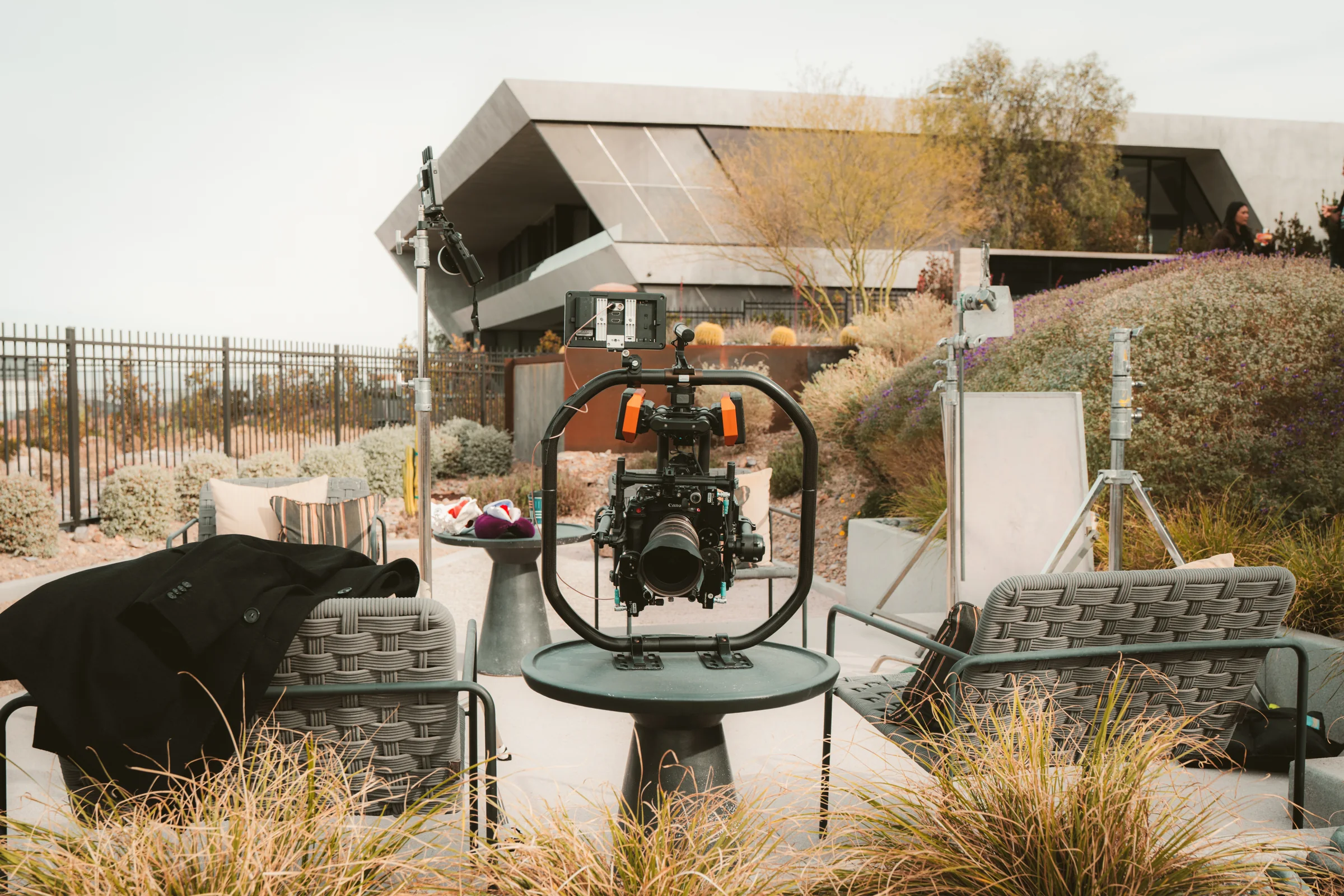 Camera on the terrace. Before the talent arrives, on the sHEALed set